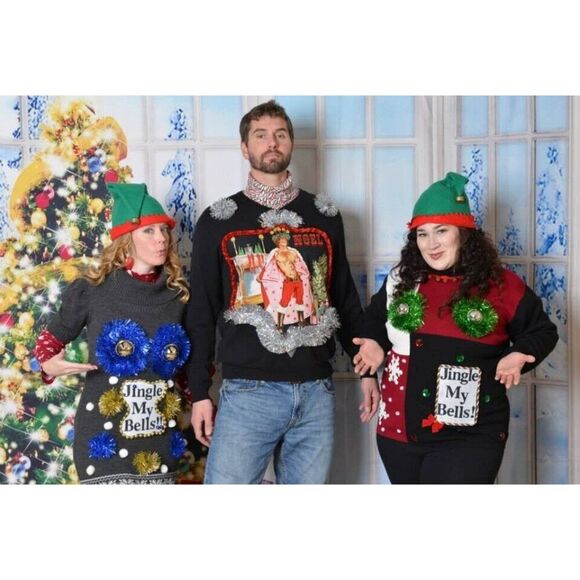 Ugly Christmas Sweater Vest sz 1X Plus Gingerbread Bra Funny Party Winner - Picture 8 of 9